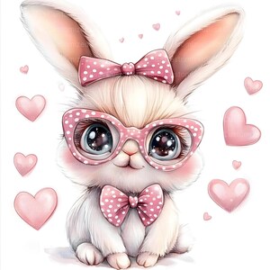 10 lindos conejitos, conejos, Pascua, acuarela, diario basura, descarga digital, manualidades de papel, uso comercial imagen 8