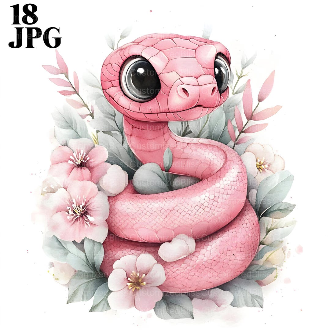 Pink Animation Snake 18 Baby Pink Snake Clipart, Cartoon Reptile Clipart, High Quality Jpgs ...