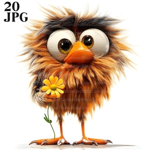 Lot de 20 cliparts oiseau fou et drôle, oiseau humoristique, art oiseau original, clipart oiseau mignon, oiseaux fantaisistes, utilisation commerciale de fichiers JPG de haute qualité