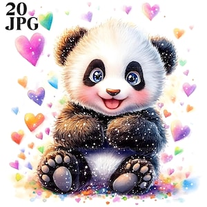 20 Clipart de panda em aquarela, animais bebês, clipart de animais, animais em aquarela, JPG de alta qualidade, diário de lixo, download digital, artesanato em papel