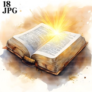 18 Clipart della Bibbia, Immagini di Libri Sacri, Clipart di Religione, JPG di Alta Qualità, Clipart Acquerello, Diario di Scarto, Download Digitale, Artigianato di Carta