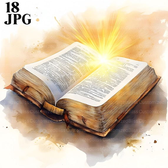 18 Bible Clipart, Holy Books Images, Religion Clipart, High Quality JPGs, Watercolor Clipart, Junk Journal, Digital Download, Paper Craft