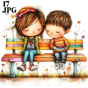 Images clipart amour décalé, 17 fichiers JPG aquarelle haute résolution pour la journalisation indésirable, scrapbooking, fabrication de cartes, téléchargement numérique, amateurs fantaisistes, fantaisiste