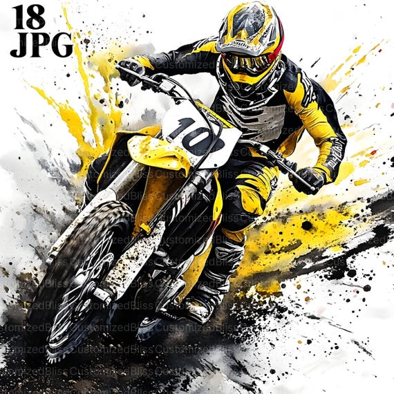 18 Dirt Bike Motocross Clipart, dirt bike clipart, High Quality JPGs, Watercolor Clipart, Junk Journal, Digital Download, Paper Craft