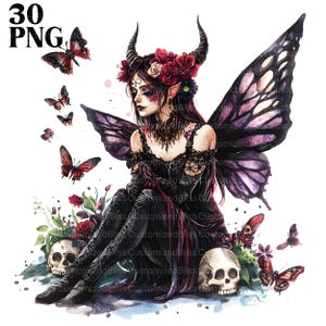 Dark Fairy Clipart Bundle, Feengrafiken, Fantasy Grafiken, Gothic PNG, Gothic Fee PNG, Transparenten Hintergrund Kommerzielle Nutzung Sublimation