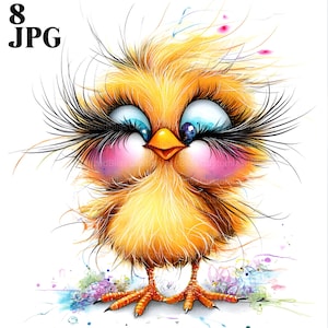 Frazzled Duck Clip Art, 8 JPG ad acquerello ad alta risoluzione per Junk Journaling, Scrapbooking, creazione di biglietti, download digitale, Quirky Duck, Whimsical