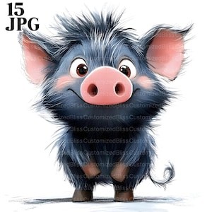Cute Quirky Cartoon Wild Boar Clipart Bundle, 15 High Quality JPGs, Boar Clip Art, Wild Animal Clipart, Card Making Paper Craft Scrapbooking
