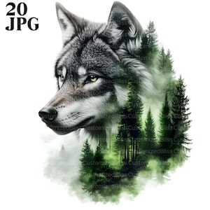 Clipart natura lupo, lupo maestoso, clipart lupo, bundle clipart natura, 20 JPG di alta qualità, artigianato della fauna selvatica, arte della fauna selvatica, uso commerciale