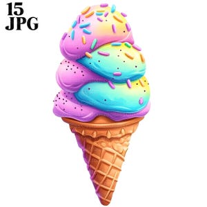 Hagelslag ijs clipart, 15 kleurrijke ijs clipart bundel, hagelslag clipart, zoete traktatie kunst, afdrukbaar ijs, junk Journal JPG