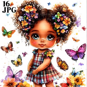 16 Quirky Black Girl Clipart, African Girl Clipart, High Quality JPGs, Watercolor Clipart, Junk Journal, Digital Download, Paper Craft