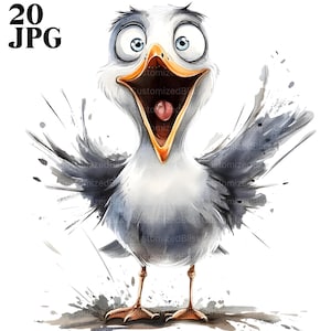 20 imágenes prediseñadas de gaviotas, imágenes prediseñadas de aves, imágenes prediseñadas de acuarela, imágenes prediseñadas de diario basura, descarga digital, manualidades de papel