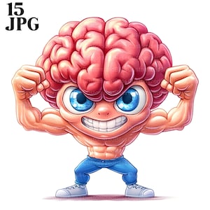 15 lindos gráficos de cerebro, ilustración del cerebro, gráficos de ciencia, arte digital del cerebro, paquete de gráficos de cerebro, archivos JPG de alta calidad, uso comercial