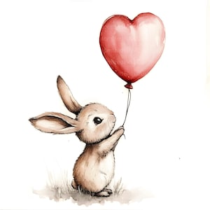 20 Bunny ballon clipart, Valentine ballon, Bunny clipart, hart clipart, liefde clipart, romantische clipart hoge kwaliteit jpg's digitale download