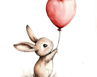 20 Bunny Balloon Clipart, Valentine Balloon, Bunny Clipart, Heart Clipart, Love Clipart, Romantic Clipart High Quality JPGs Digital Download