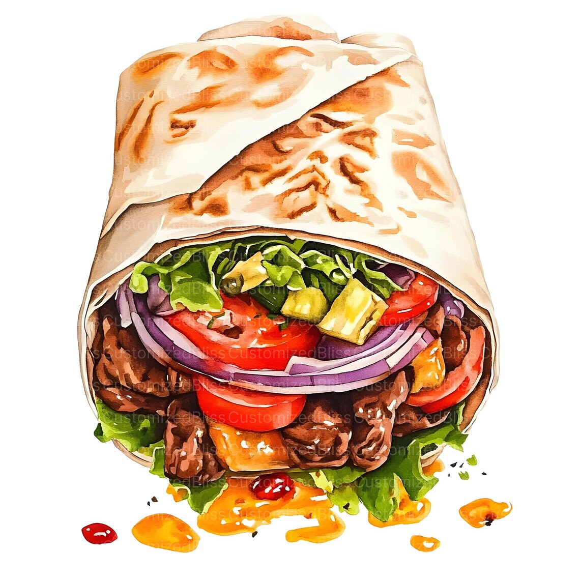 20 Doner Kebab Clipart, Shawarma Clipart, Street Food Clipart, Quality ...