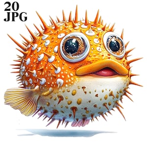 Kugelfisch Clipart, 12 qualitativ hochwertige JPGs, Kugelfisch Clipart, Fisch Grafik, Aquatische Clipart, Marine Handwerk, Ozean Clipart, kommerzielle Nutzung