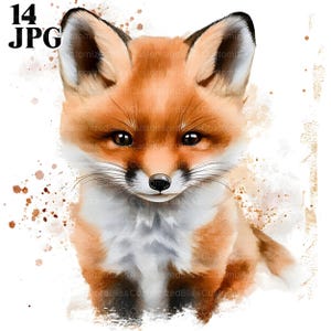 14 Clipart renard, clipart animaux de la forêt, JPG de haute qualité, clipart aquarelle, Junk Journal, téléchargement numérique, créations en papier, usage Commercial