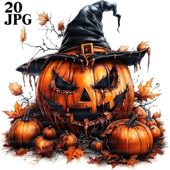 ハロウィンかぼちゃのクリップアート20点、ハロウィンのアートワーク