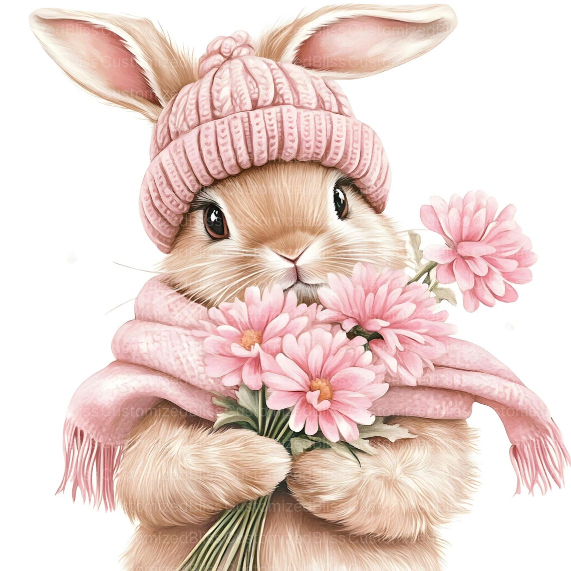Svp Rabbit 20 Cute Floral Bunny Clipart, Flower Rabbit, Rabbit Clipart, Rabbit ...