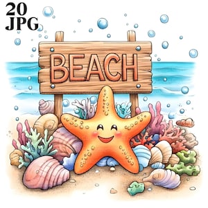 20 Starfish Clipart, Beach Clipart, Watercolor Starfish, High Quality JPGs, Watercolor Clipart, Junk Journal, Digital Download, Paper Craft