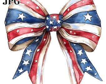 20 Patriotic Bows Clipart, USA Flag, 4th July Bow Clipart, Girly 4th of July, Patriotic Ribbon Clipart, High Quality JPGs, Digital Download