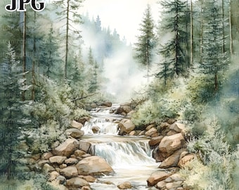20 Mountain Creeks Clipart, Mountain Clipart, Forest Clipart, Forest Print, High Quality JPGs, Junk Journal, Digital Download, Paper Craft