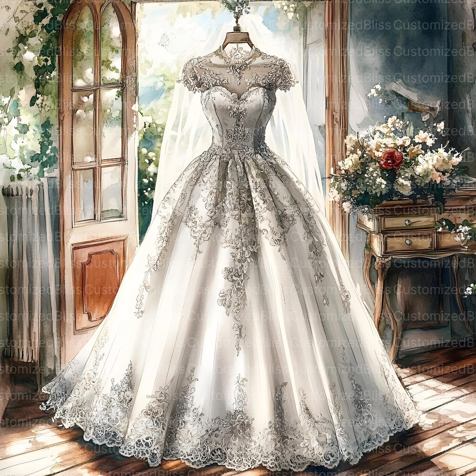 Victorian Wedding Gown Clip Art Bundle, Victorian Dress, Victorian Victorian Wedding Gown Clip Art Bundle, Victorian Dress, Victorian