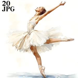 20 Dancing Ballerina Clipart, Ballet Clipart, Watercolor Ballerina, Dancing Clipart, Watercolor Clipart, Digital Download, Junk Journal, JPG