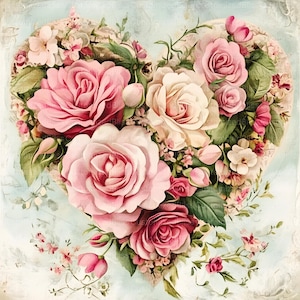 20 Shabby Chic Pink Sage Valentinstag Seite Clipart Bundle, Herz Clipart, Liebe Clipart, hochwertige Aquarell JPGs, digitaler Download