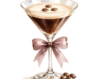 25 Martini Glass Olive Bow Clipart, Martini Clipart, Aesthetic Cocktail Clipart Celebration Clipart Cocktail Pink Bow Watercolor Clipart JPG