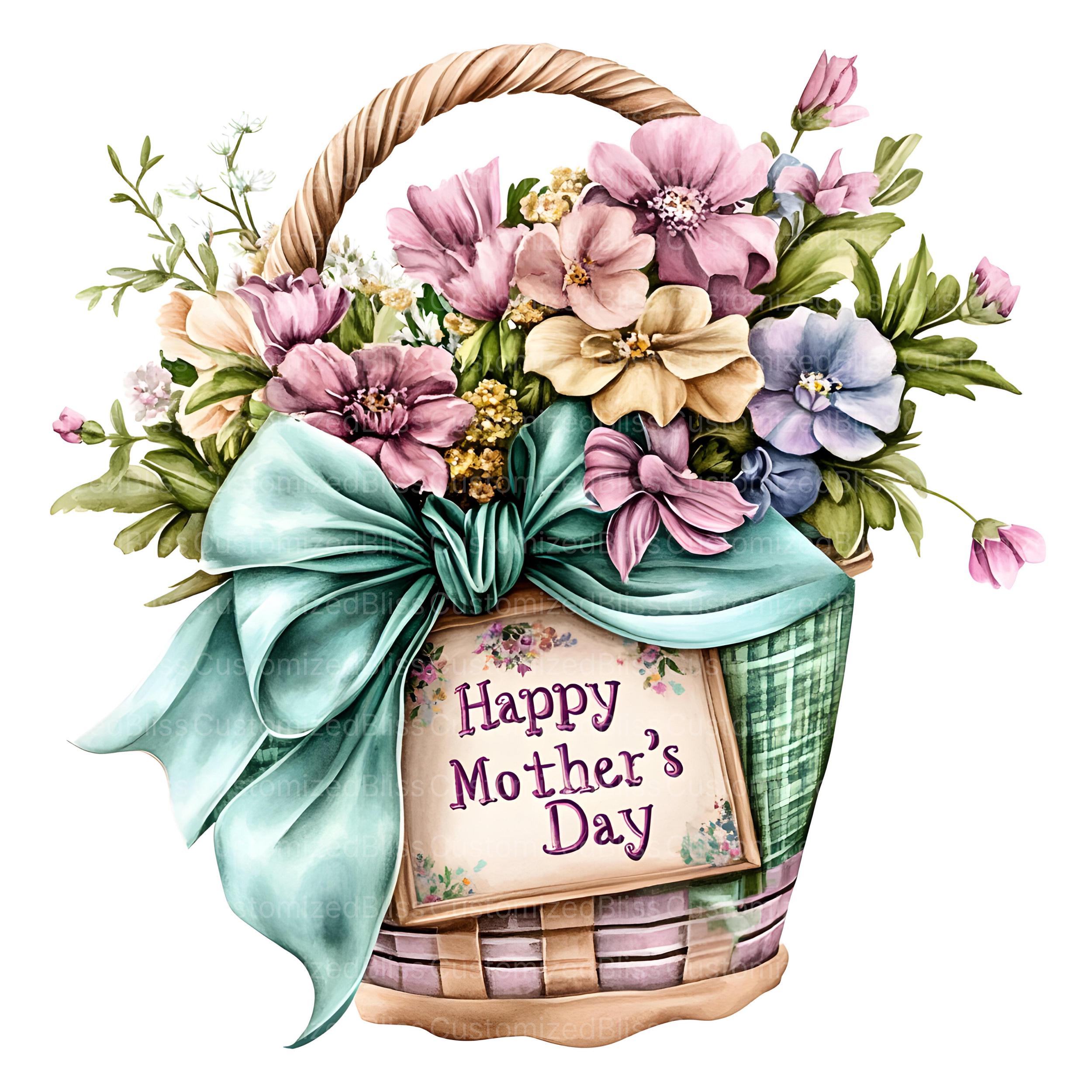 12 Happy Mothers Day Clipart, Watercolor Mothers Day Flower Clipart ...