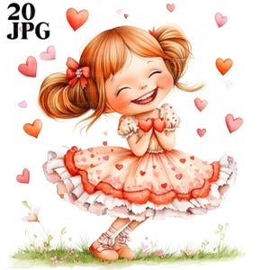 20 Clipart di ragazze innamorate eccentriche, ragazze stravaganti, clipart di ragazze carine, JPG di qualità, clipart di acquerelli, diario di scarto, download digitale, lavoretti di carta