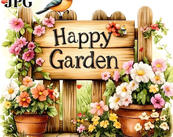 20 Garden Clipart, Garden Gate Clipart, Summer Clipart, High Quality JPGs, Watercolor Clipart, Digital Download, Junk Journal, Paper Craft
