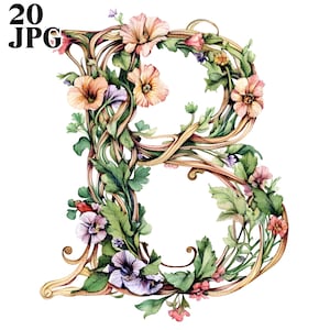 20 imágenes prediseñadas de la letra B, letra B mayúscula, imágenes prediseñadas del alfabeto, impresión del alfabeto, imágenes prediseñadas para guardería, archivos JPG de alta calidad, descarga digital, manualidades de papel
