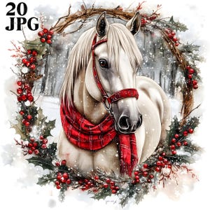 20 Weihnachten Pferde Clipart, Weihnachten Clipart, Winter Clipart, hochwertige JPGs, digitaler Download, Kartenherstellung, Junk-Journal, Aquarell