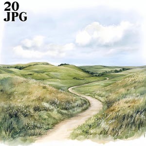 20 clipart de paisagens de estepe, clipart de estradas rurais, JPGs de alta qualidade, clipart de aquarela, diário de lixo, download digital, artesanato em papel