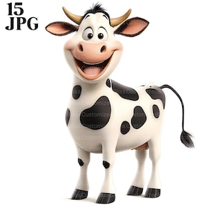 15 Quirky Cow Clipart Bundle, Cute Cow, Sassy Cow, Cartoon Cow, Farm Animal Clipart, High Quality JPGs, Craft Art, Card Making, Paper Craft
