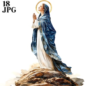 18 Clipart della Vergine Maria, Clipart della Madre Maria, Clipart della Santa Maria, JPG di alta qualità, Clipart dell'acquerello, Diario spazzatura, Download digitale, Artigianato