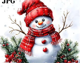 19 Watercolor Snowman Clipart Bundle, Cute Snowman, Holiday Clipart, Christmas Clipart, Winter Clipart, Christmas Holiday, Commercial Use