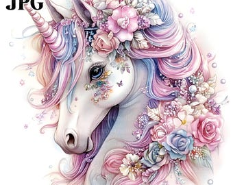 16 Unicorn Clipart, Printable Unicorn, Birthday Clipart, Party Invitation Clipart, Fantasy Clipart, Digital Downloads, Nursery Wall Art, JPG