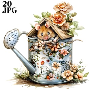 20 Clipart maison de souris, clipart souris, souris de chambre d'enfant, JPG de haute qualité, clipart aquarelle, Junk Journal, téléchargement numérique, créations en papier