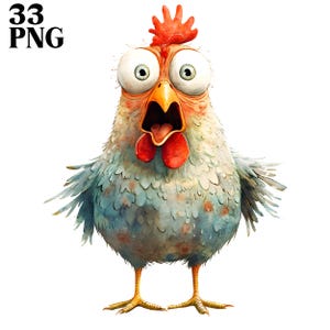 Quirky Chicken Clipart Bundle, Chicken PNG, Cute Chicken, Adorable Chicken, Cartoon Chicken, Craft Art, Card Making, Clip Art, Paper Craft