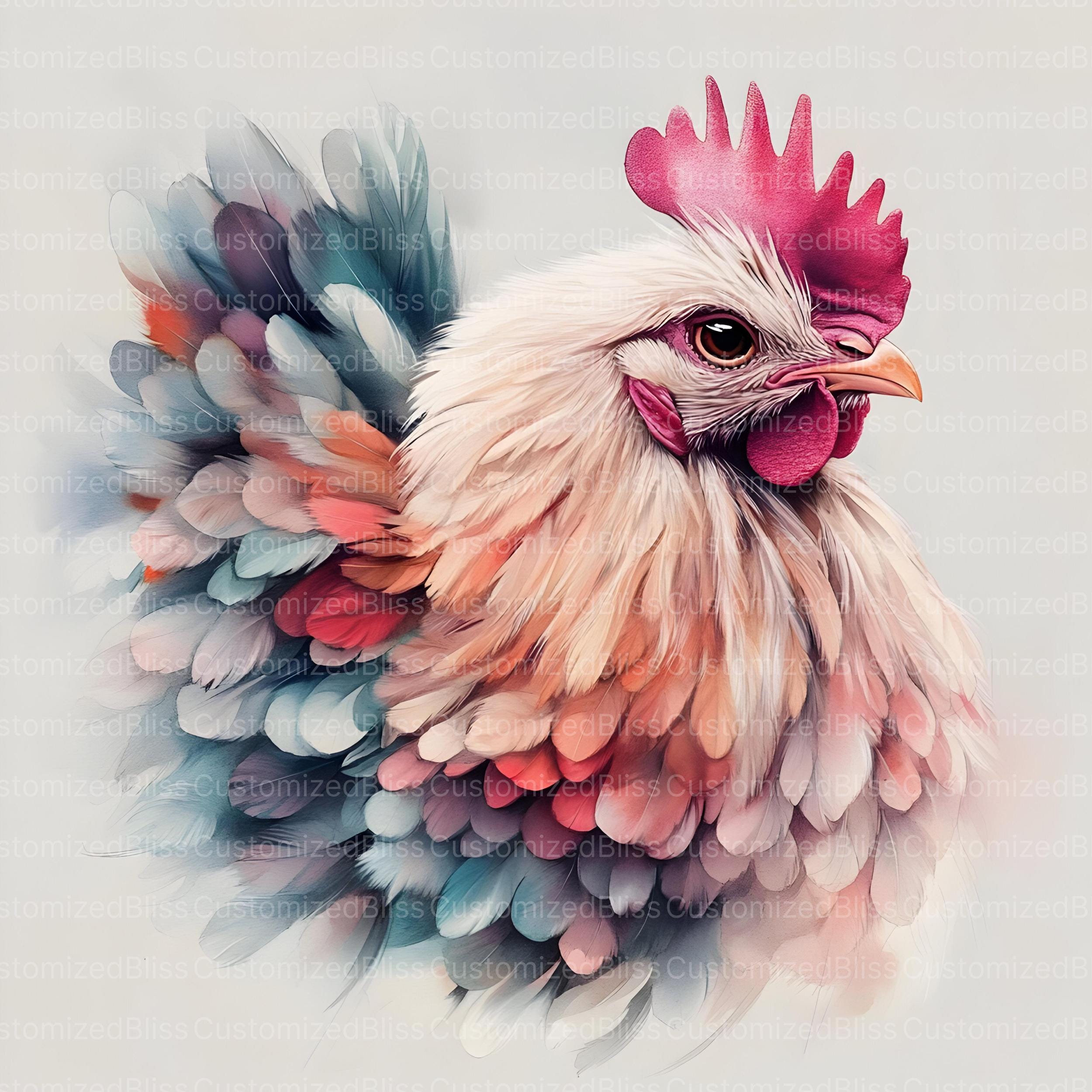 15 Pastel Chicken Clip Art Bundle, High Quality Jpgs, Watercolor Junk ...