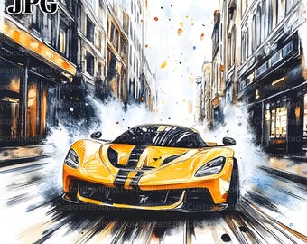 20 Sport Autos Clipart, Rennwagen, schnelles Auto, Racing Clipart, hochwertige JPG, Aquarell Clipart, Junk Journal Digital Download Papierhandwerk
