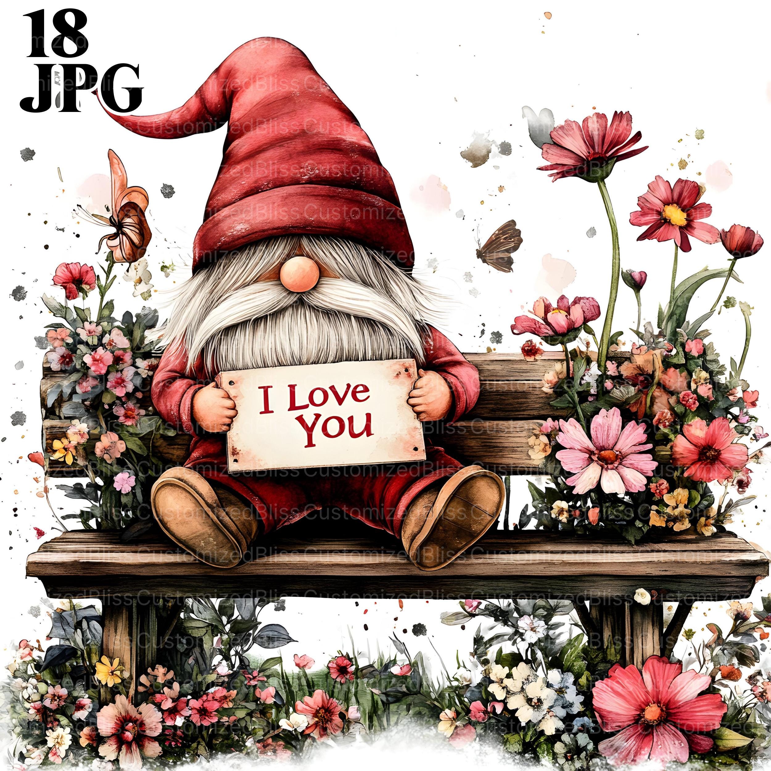 Pacote de 18 clipart de gnomos de dia dos namorados, clipart de dia dos namorados, dia dos namorados, clipart de amor, JPGs de alta qualidade, diário de lixo, download digital