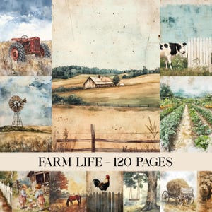 Farm Life Pages, Countryside, Cottage, Farming Theme, Nature And Landscapes, Scrapbooking, Junk Journal, Digital Paper, Floral, Printable