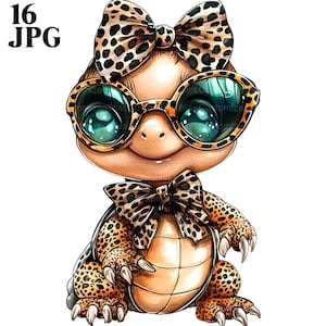 16 Clipart di tartarughe marine, Clipart di fiocchi leopardati, Clipart di papillon, Stampa leopardata, JPG di alta qualità, Diario spazzatura, Download digitale, Artigianato di carta