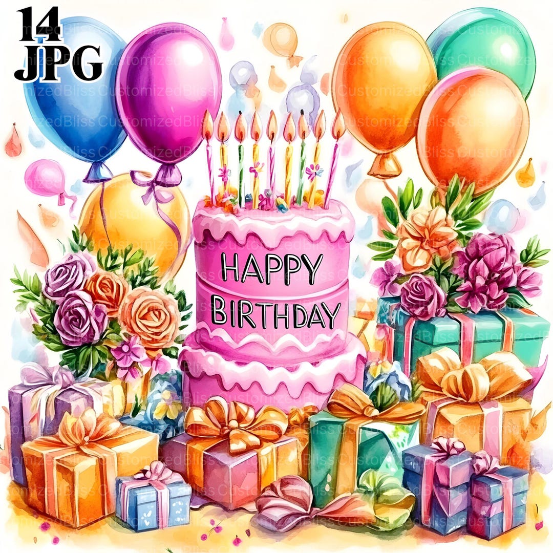 happy birthday art card Images High Quality Grahic 14 Happy Birthday Clipart, Card Making, Party Decorations, High Quality ...