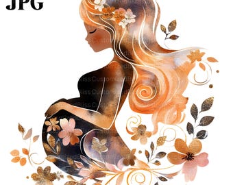 14 Schwangere Frau Clipart, Schwangerschaft Clipart, Mutterschaft Clipart, hochwertige JPG, Aquarell Clipart, Junk Journal, Digital Download Handwerk