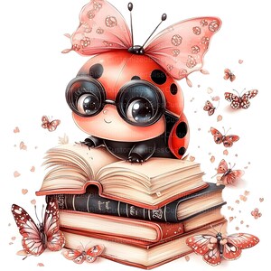 16 Ladybug Clipart, Reading Book Clipart, English Teacher, Library ...